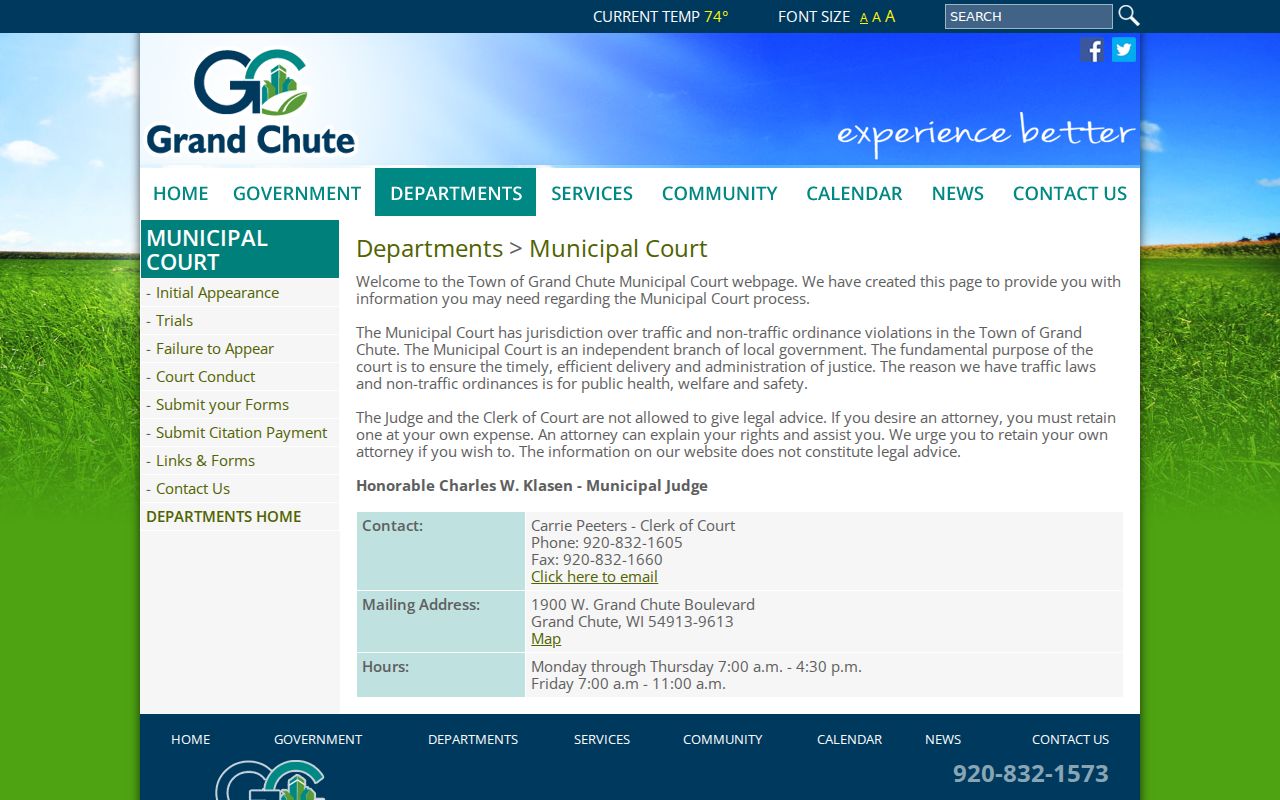 Grand Chute resident lookup municipal court source