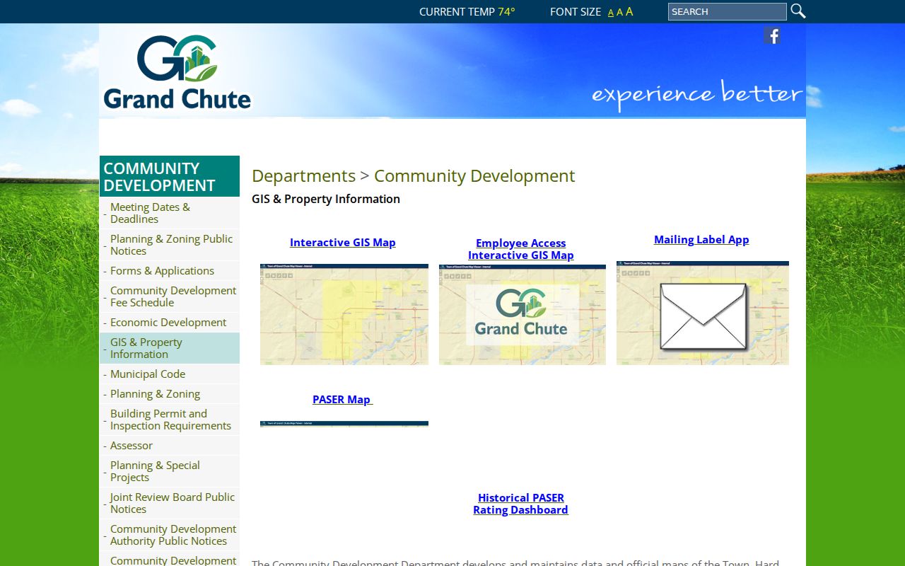 Grand Chute residents directory town GIS resource